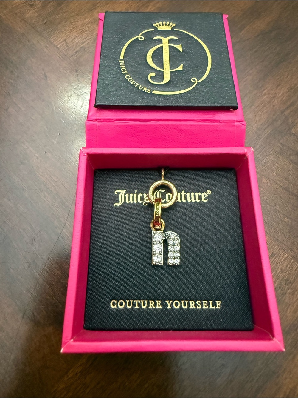 Juicy Couture Hot Pink Gift Box with Gold and Crystal 'N’ Charm